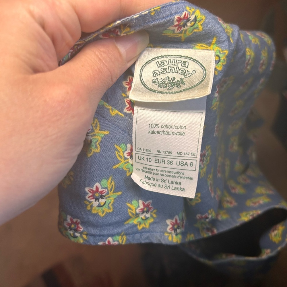Vintage Laura Ashley Blue Floral Button-Down Maxi Dress Sz 10 UK/6 US - Picture 9 of 10